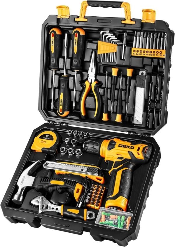 DEKOPRO 126 Piece Power Tool Combo Kits with 8V Cordless Drill 10MM 3/8'' Keyless Chuck